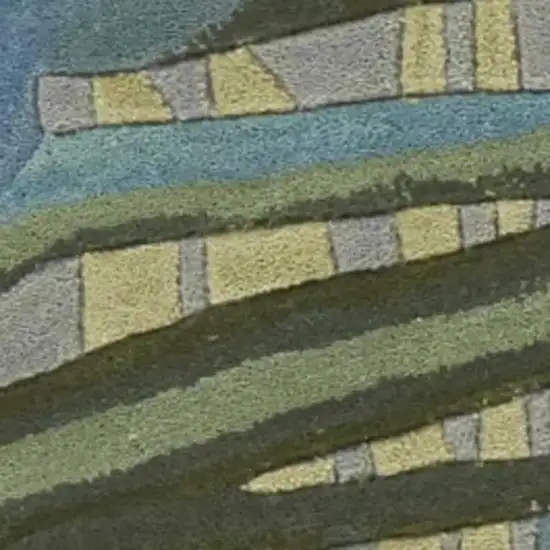 Gray And Blue Wool Tropical Botanical Hand Tufted Area Rug Photo 4