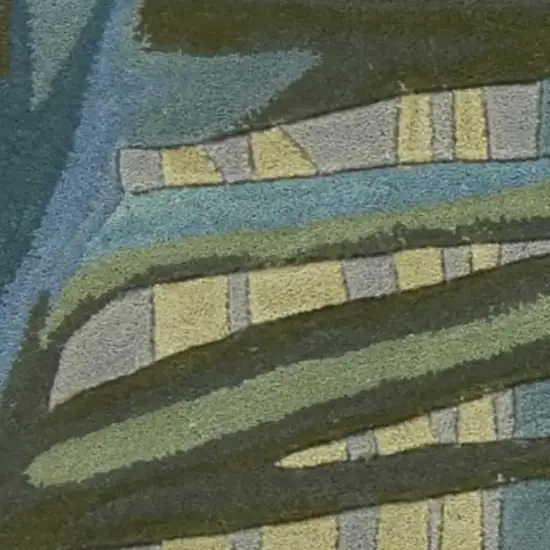 Gray And Blue Wool Tropical Botanical Hand Tufted Area Rug Photo 6