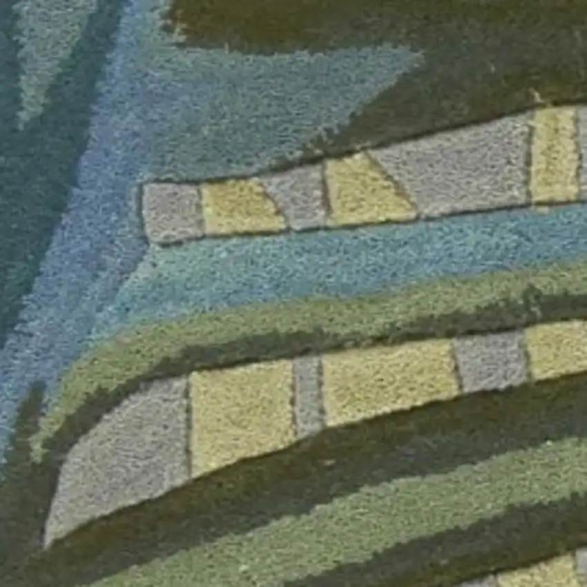 Gray And Blue Wool Tropical Botanical Hand Tufted Area Rug Photo 4