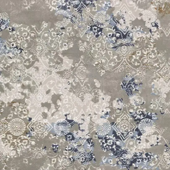 2' X 8' Grey Blue Ivory Brown And Navy Abstract Power Loom Stain Resistant Runner Rug Photo 5