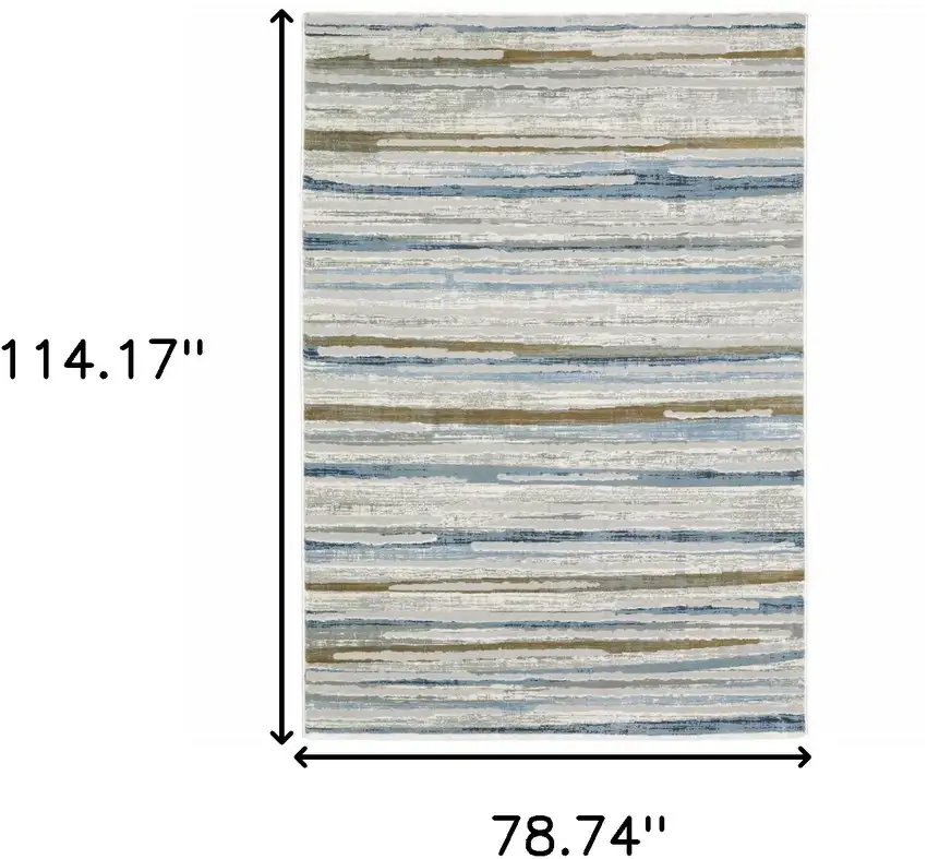 Grey Blue Ivory Brown Beige And Navy Abstract Power Loom Stain Resistant Area Rug Photo 10