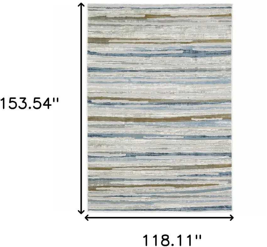 Grey Blue Ivory Brown Beige And Navy Abstract Power Loom Stain Resistant Area Rug Photo 10