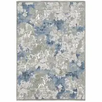 Photo of Grey Blue Ivory Navy Beige And Brown Abstract Power Loom Stain Resistant Area Rug
