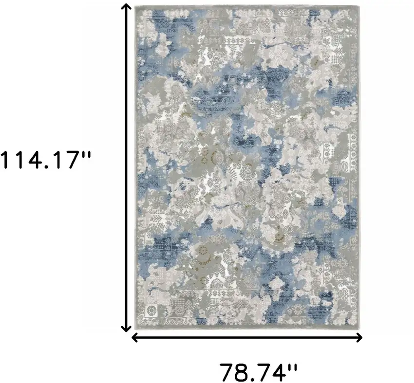Grey Blue Ivory Navy Beige And Brown Abstract Power Loom Stain Resistant Area Rug Photo 10