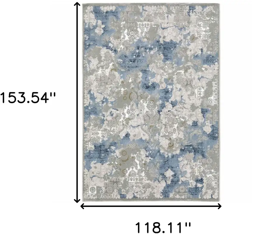Grey Blue Ivory Navy Beige And Brown Abstract Power Loom Stain Resistant Area Rug Photo 10