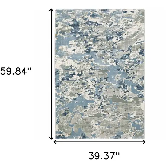 Grey Blue Ivory Navy Beige And Brown Abstract Power Loom Stain Resistant Area Rug Photo 3