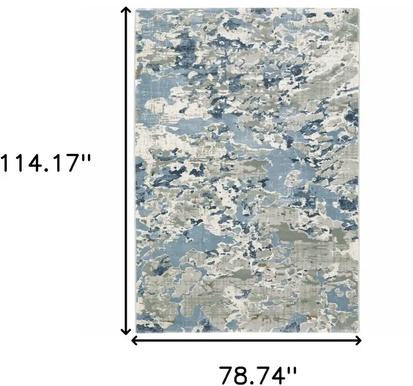 6' X 9' Grey Blue Ivory Navy Beige And Brown Abstract Power Loom Stain Resistant Area Rug Photo 3