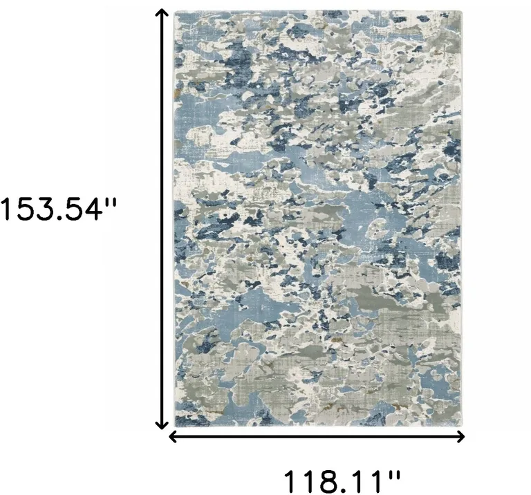 Grey Blue Ivory Navy Beige And Brown Abstract Power Loom Stain Resistant Area Rug Photo 4