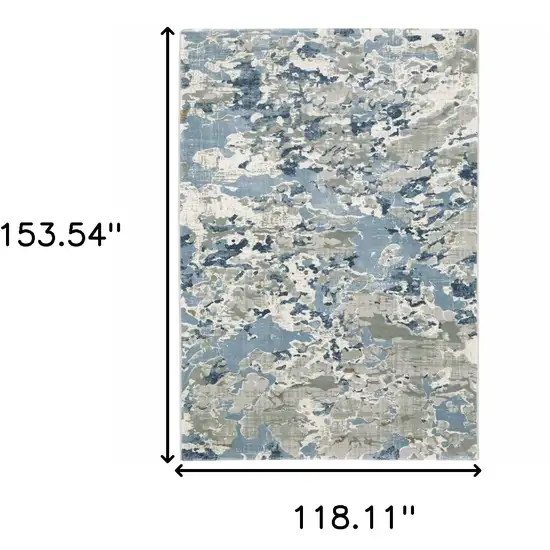 Grey Blue Ivory Navy Beige And Brown Abstract Power Loom Stain Resistant Area Rug Photo 3