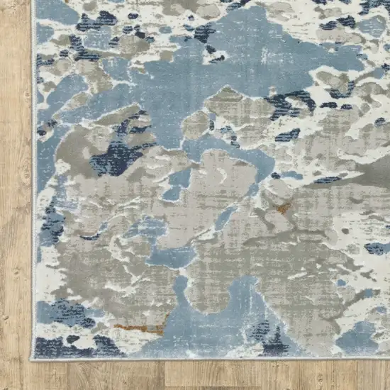 Grey Blue Ivory Navy Beige And Brown Abstract Power Loom Stain Resistant Area Rug Photo 4