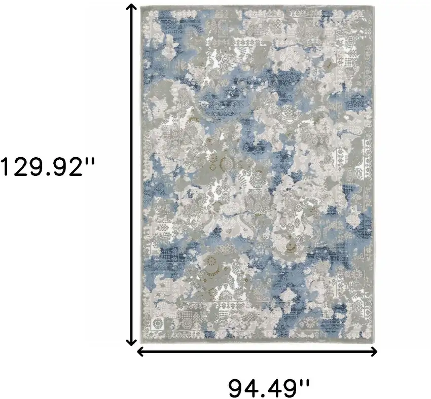 Grey Blue Ivory Navy Beige And Brown Abstract Power Loom Stain Resistant Area Rug Photo 9