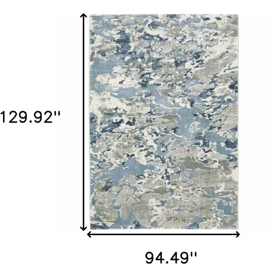 Grey Blue Ivory Navy Beige And Brown Abstract Power Loom Stain Resistant Area Rug Photo 3