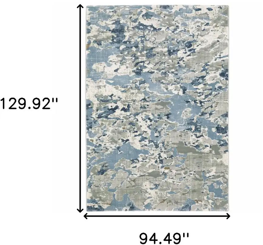 Grey Blue Ivory Navy Beige And Brown Abstract Power Loom Stain Resistant Area Rug Photo 3