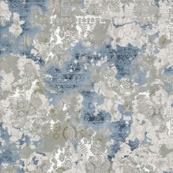 2' X 8' Grey Blue Ivory Navy Beige And Brown Abstract Power Loom Stain Resistant Runner Rug Photo 5