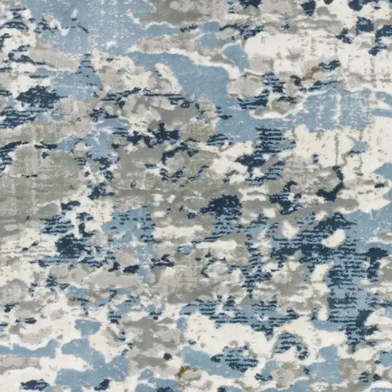 2' X 8' Grey Blue Ivory Navy Beige And Brown Abstract Power Loom Stain Resistant Runner Rug Photo 5