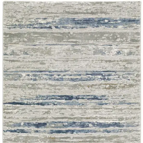 2' X 8' Grey Blue Light Blue Ivory And Brown Abstract Power Loom Stain Resistant Runner Rug Photo 4