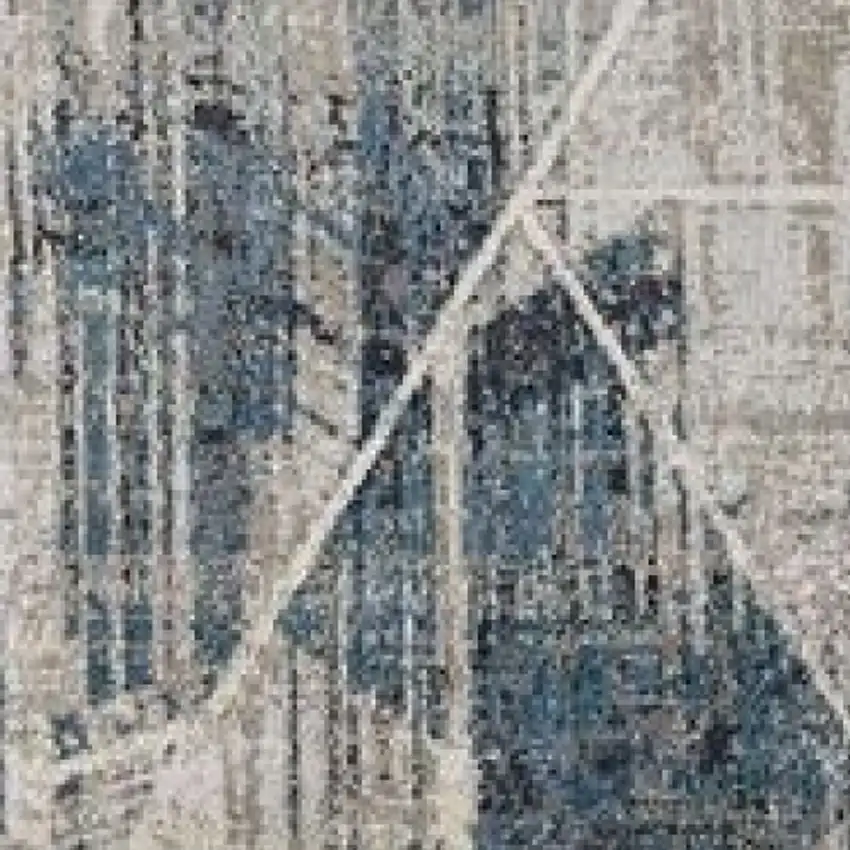 Blue and Gray Abstract Geometric Area Rug Photo 6