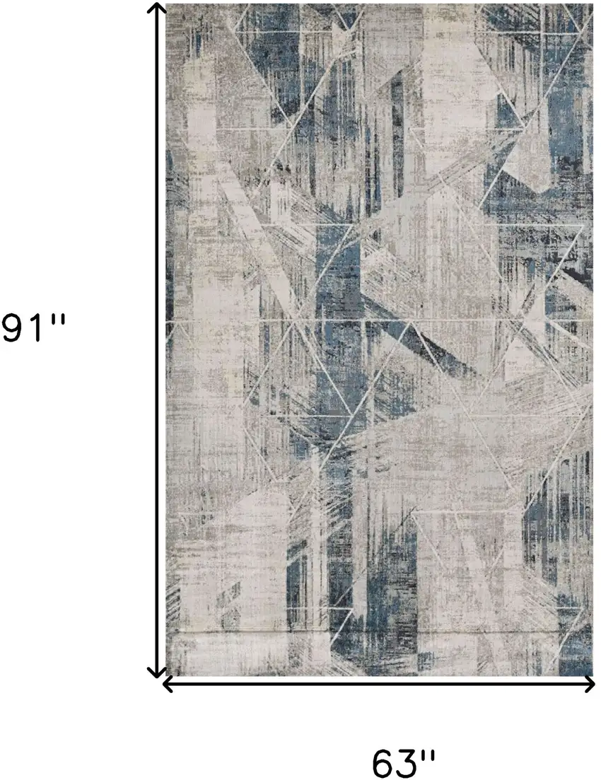 Blue and Gray Abstract Area Rug Photo 3