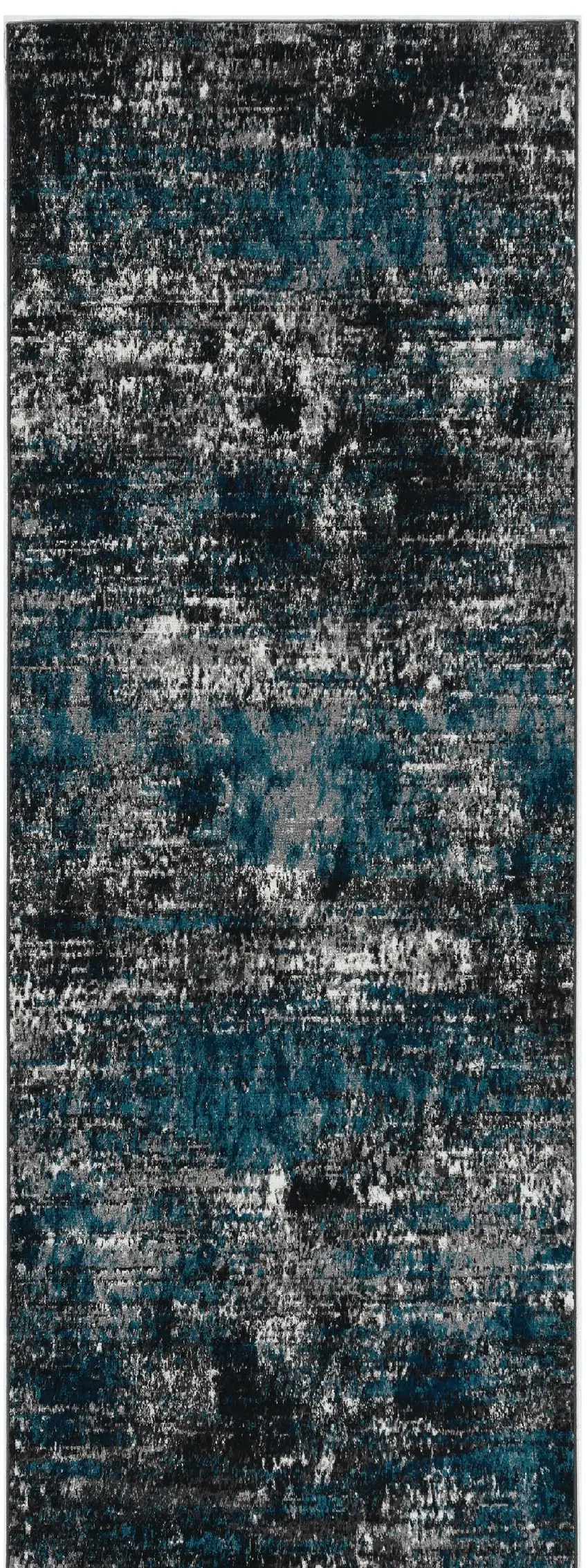 7' Grey Blue Machine Woven Abstract Indoor Runner Rug Photo 2