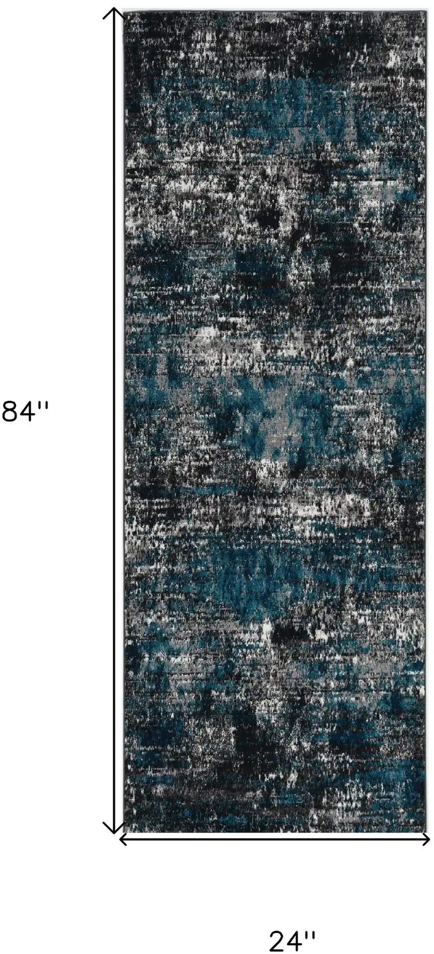 7' Grey Blue Machine Woven Abstract Indoor Runner Rug Photo 3