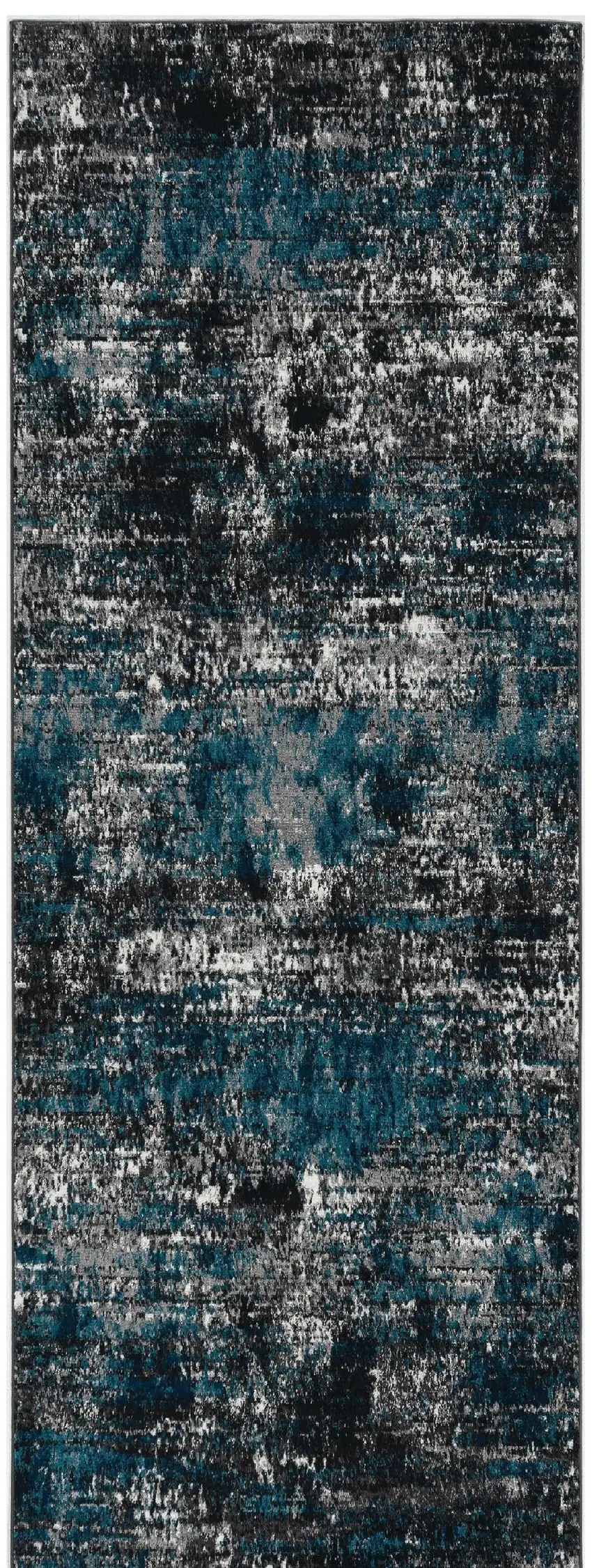 7' Grey Blue Machine Woven Abstract Indoor Runner Rug Photo 7