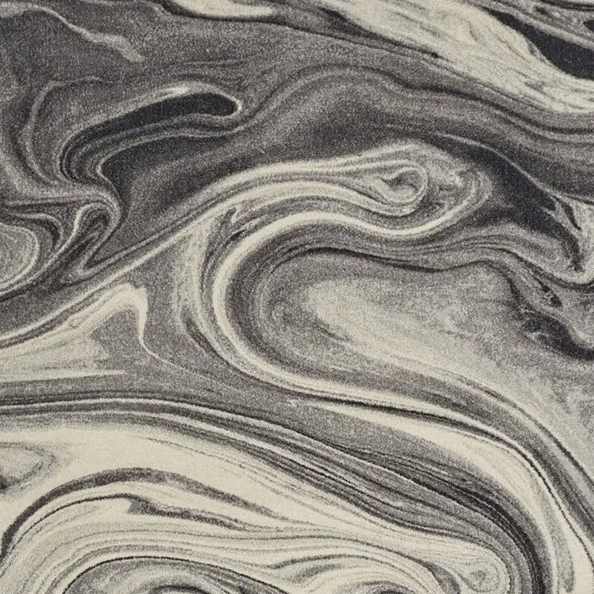 Ivory Black and Gray Abstract Shag Area Rug Photo 4