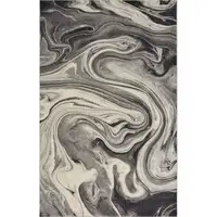 Photo of Grey Blue Machine Woven Abstract Marble Indoor Area Rug