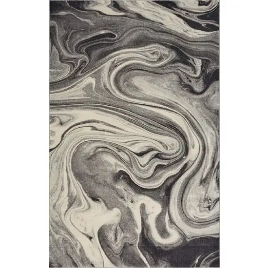 Grey Blue Machine Woven Abstract Marble Indoor Area Rug Photo 1