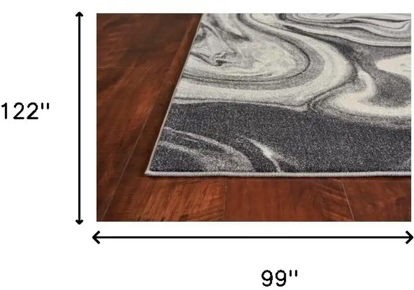 Grey Blue Machine Woven Abstract Marble Indoor Area Rug Photo 6