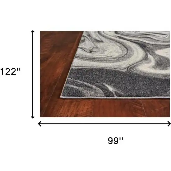 Grey Blue Machine Woven Abstract Marble Indoor Area Rug Photo 6