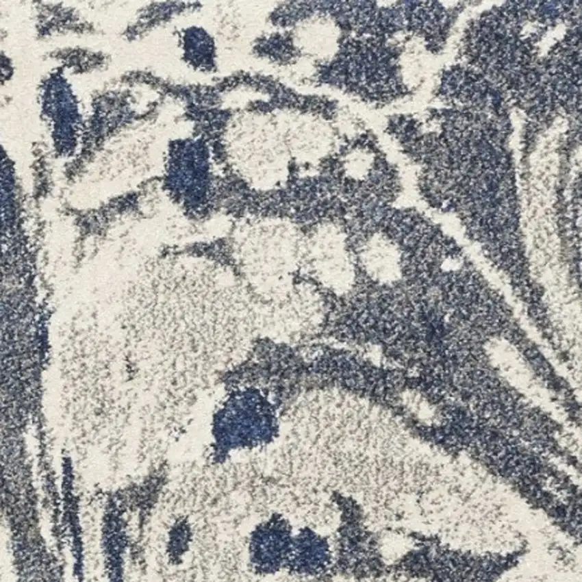 Blue Gray And Ivory Abstract Area Rug Photo 9