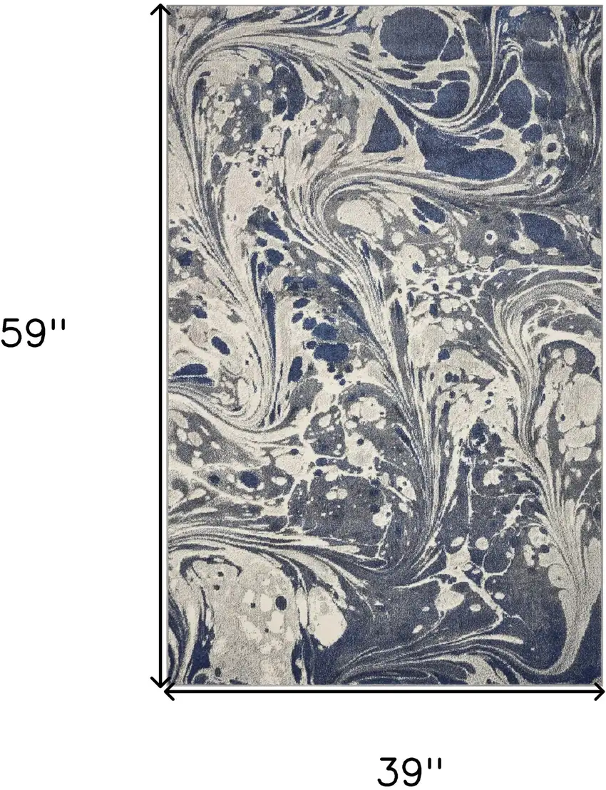 Blue Gray And Ivory Abstract Area Rug Photo 6