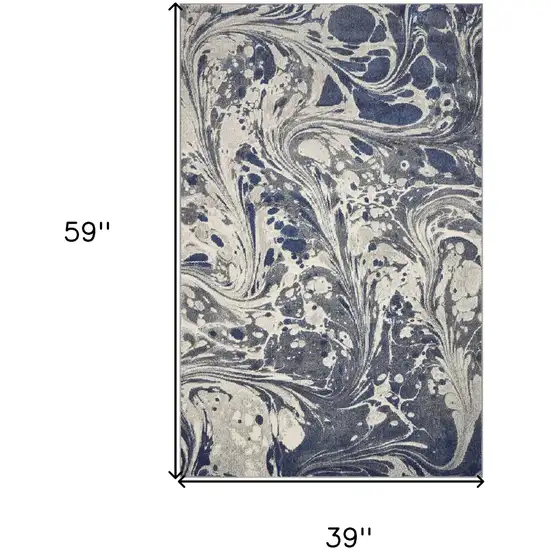Blue Gray And Ivory Abstract Area Rug Photo 6