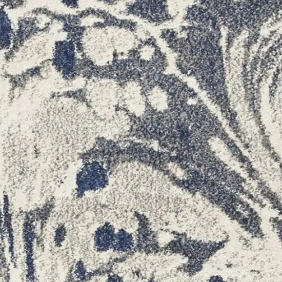 Blue Gray And Ivory Abstract Area Rug Photo 8