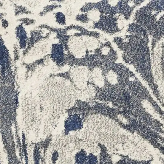 Blue Gray And Ivory Abstract Area Rug Photo 9