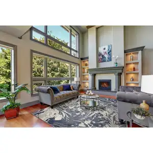 Photo of Grey Blue Machine Woven Marble Indoor Area Rug