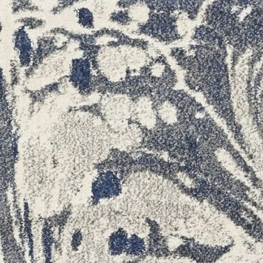 Blue Gray And Ivory Abstract Area Rug Photo 4