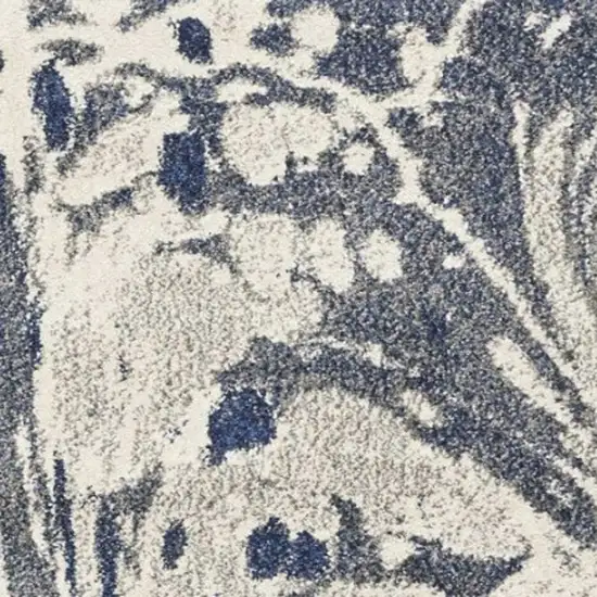Blue Gray And Ivory Abstract Area Rug Photo 4