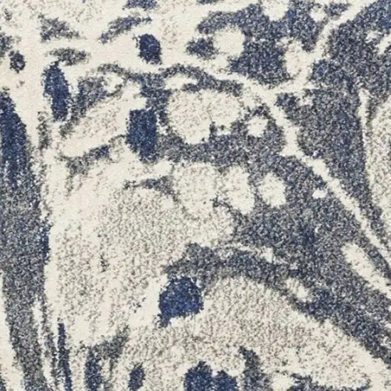 Blue Gray And Ivory Abstract Area Rug Photo 9