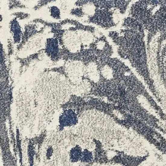 Blue Gray And Ivory Abstract Area Rug Photo 8
