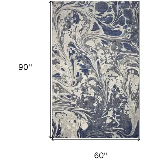 Blue Gray And Ivory Abstract Area Rug Photo 6