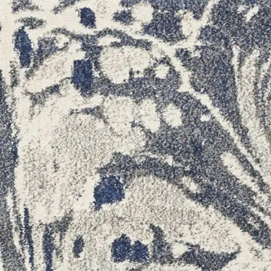Blue Gray And Ivory Abstract Area Rug Photo 8