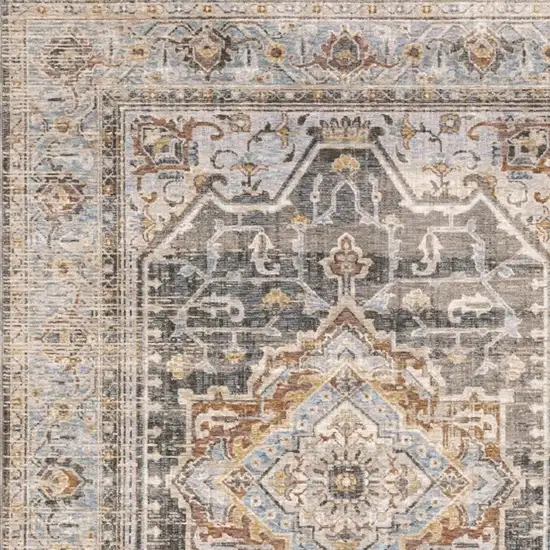Gray And Blue Medallion Distressed Area Rug Photo 5