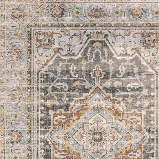 Grey Blue Machine Woven Medallion Indoor Area Rug Photo 4