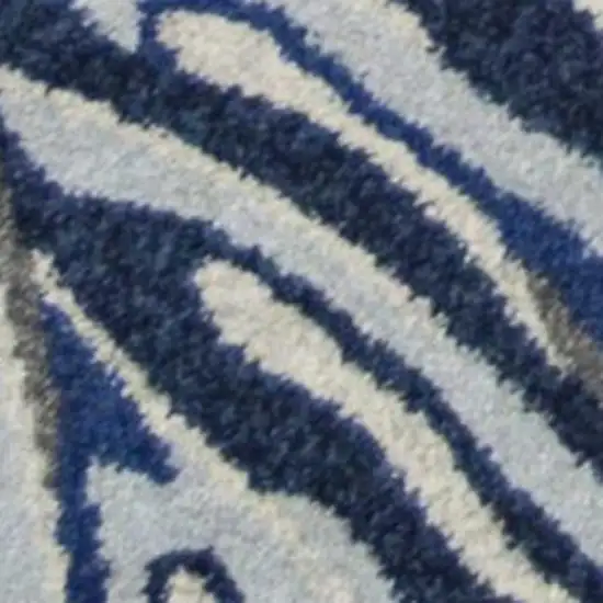 Gray And Blue Botanical Leaves Area Rug Photo 5