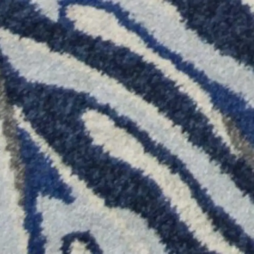 Gray And Blue Botanical Leaves Area Rug Photo 5