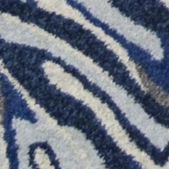 Gray And Blue Botanical Leaves Area Rug Photo 6