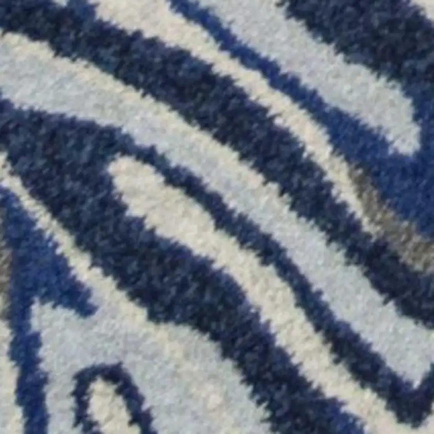 Gray And Blue Botanical Leaves Area Rug Photo 6