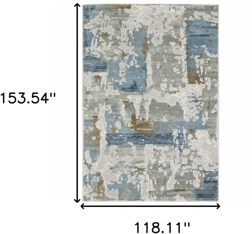 Grey Blue Navy Ivory And Brown Abstract Power Loom Stain Resistant Area Rug Photo 10