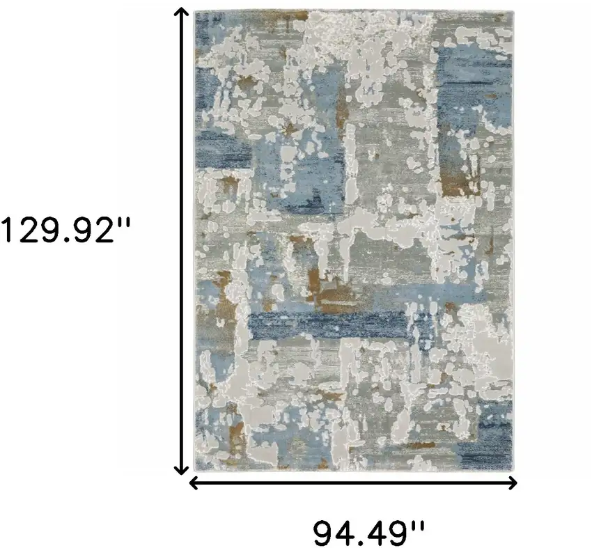 Grey Blue Navy Ivory And Brown Abstract Power Loom Stain Resistant Area Rug Photo 9